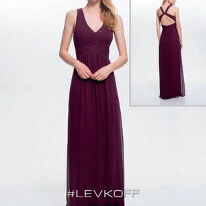 Bill Levkoff 7022 Floor length gown Bridesmaid dress Plum size 10